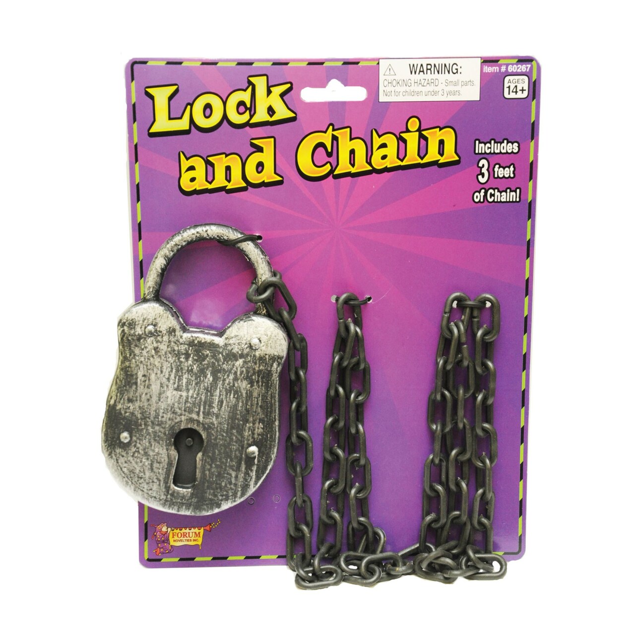The Costume Center 3' Silver and Black Lock with Chain Halloween Costume Accessory